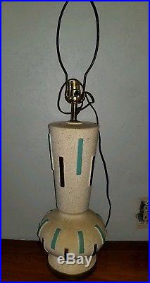 Vintage Mid Century Ceramic Gold Turquoise Pottery Lamp Retro Davis Lamp