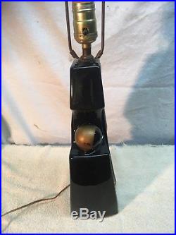 Vintage Mid Century Ceramic black and gold 1950s Table Lamp ART DECO RETRO