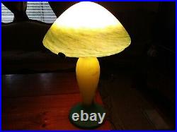 Vintage Mid-Century Colored Glass Mushroom Lamp Modern Home Decor Yellow