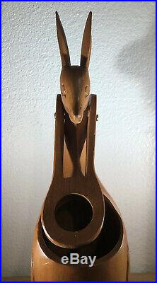 Vintage Mid-Century Danish Modern Wood Kangaroo Wine Bottle Holder