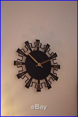 Vintage Mid Century EMES Wall Clock, Made in Germany, Rare, Starburst Retro Mint