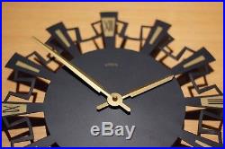 Vintage Mid Century EMES Wall Clock, Made in Germany, Rare, Starburst Retro Mint