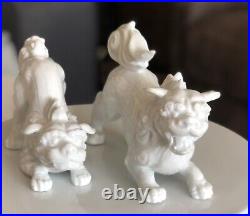Vintage Mid Century Fitz & Floyd Porcelain White Foo Dogs Shishi Lion Figurines