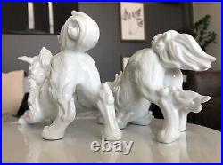 Vintage Mid Century Fitz & Floyd Porcelain White Foo Dogs Shishi Lion Figurines