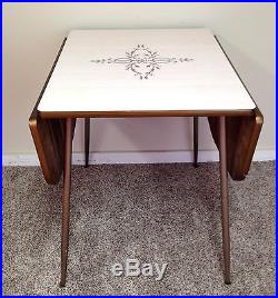 Vintage Mid Century Formica Drop Leaf Kitchen Dinning Table Space Saver Retro
