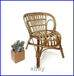 Vintage Mid Century Franco Albini Style Rattan Bamboo Hoop Child Size Chair
