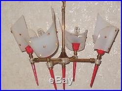 Vintage Mid Century French CHANDELIER 4 arms Sconces Retro 1950s