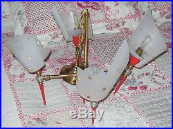 Vintage Mid Century French CHANDELIER 4 arms Sconces Retro 1950s