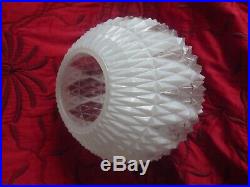 Vintage Mid Century Glass Pendant Opaline Globe Ceiling Light Retro x 2 (pair)