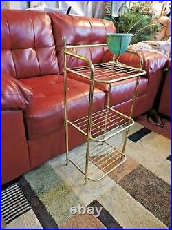 Vintage Mid Century Goldtone/Brass Metal 3 Tier Shelf Rack Stand Bathroom Plant