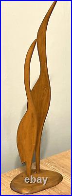 Vintage Mid Century Heron Cranes Egret Stylized Teak Wood Figurine Sculpture #2