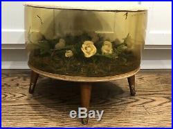 Vintage Mid Century Inflatable Footstool / Ottoman With Roses 1950s 1960s RETRO