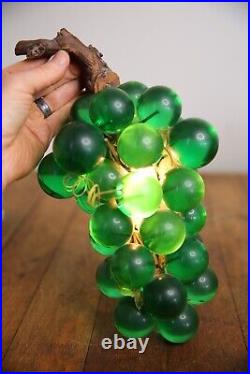 Vintage Mid Century Lucite Glass Grape Cluster Swag Light Tv Lamp Green