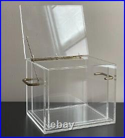 Vintage Mid Century Lucite Lucite Acrylic & Brass LIDDED Display Box with Nesting