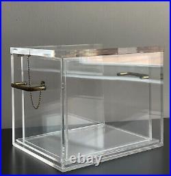 Vintage Mid Century Lucite Lucite Acrylic & Brass LIDDED Display Box with Nesting