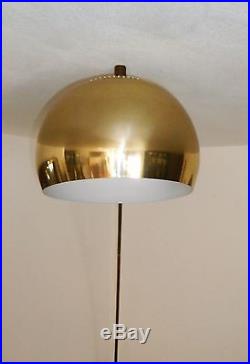 Vintage Mid Century MODern Retro Brass Tone Dome Orb Shade Arc Floor Lamp Light