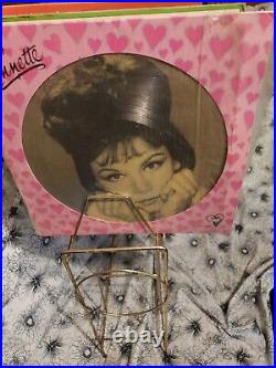 Vintage Mid Century Metal Vinyl Record Holder/Display Gold Tone Aged Petina