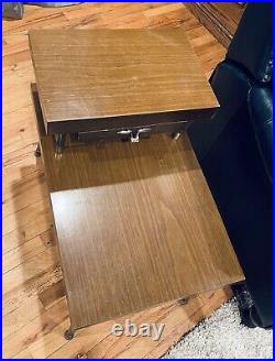 Vintage Mid Century Modern 2-Tier End Table Floating Shelf Drawer Atomic Retro
