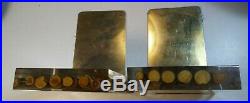 Vintage Mid Century Modern 5 Bamboo Cane Acrylic Lucite Brass Bookend Set retro