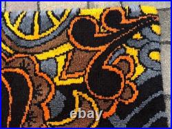 Vintage Mid Century Modern 70s Retro 33x46 Brown Orange Yellow GROOVY Hook Rug