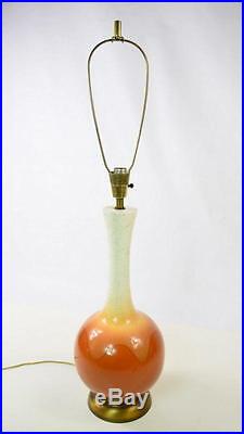 Vintage Mid Century Modern Burnt Orange Glaze Retro Ceramic Large Table Lamp 40
