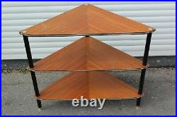 Vintage Mid Century Modern Corner Shelf Triangle Table Gold Edge 60s 70s Retro