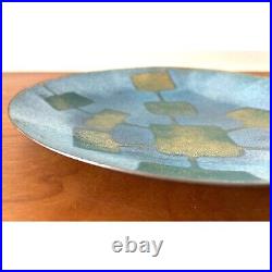 Vintage Mid Century Modern Enamel On Copper Plate Catchall Abstract design