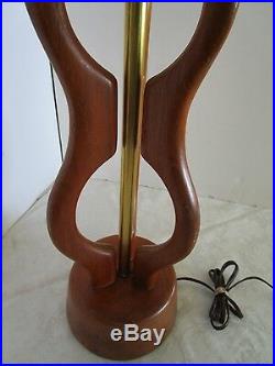 Vintage Mid Century Modern Free Form Danish Style Wood Table Lamp 36Tall Retro