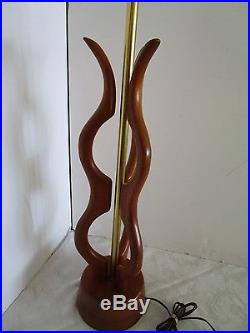 Vintage Mid Century Modern Free Form Danish Style Wood Table Lamp Retro