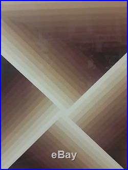Vintage Mid Century Modern Geometric Abstract Painting Framed Retro Art 33x33