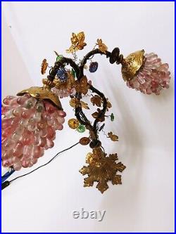 Vintage Mid-Century Modern Grape Cluster Lamp Hand-Blown Glass & Brass