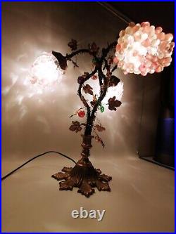 Vintage Mid-Century Modern Grape Cluster Lamp Hand-Blown Glass & Brass