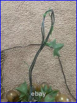 Vintage Mid Century Modern Green Glass Grape Cluster Hanging Swag Lamp