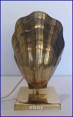 Vintage Mid Century Modern Heavy Brass Clam Shell TV Lamp 10 T x 5 W