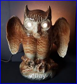 Vintage Mid Century Modern Howard Kron Ceramic Owl TV Lamp Retro Nostalgic Decor