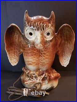 Vintage Mid Century Modern Howard Kron Ceramic Owl TV Lamp Retro Nostalgic Decor