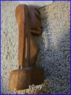 Vintage Mid Century Modern Large Carved Wood Tiki Head 1960s 8 In. New orleans