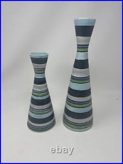Vintage Mid Century Modern Mancioli Striped Vases Pair