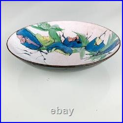 Vintage Mid Century Modern Painted Enamel Copper Bowl by Lilyan Bachrach Signed