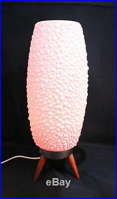 Vintage Mid-Century Modern Pink Bubble Beehive Lamp Tripod Atomic Retro Tiki NCM