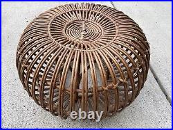 Vintage Mid Century Modern Rattan Stool Pouf By Franco Albini