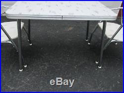 Vintage Mid Century Modern Retro Atomic Child Size Formica Table 2 Chrome Chairs