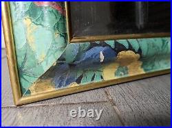 Vintage Mid Century Modern Retro Floral Wall Mirror Beveled Etched Glass