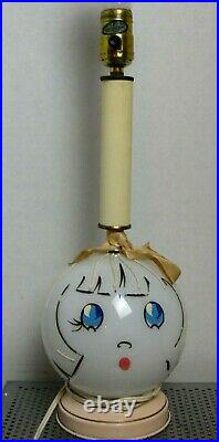 Vintage Mid Century Modern Retro Gilbert Girl Face Lamp Double Bulb Electric MCM