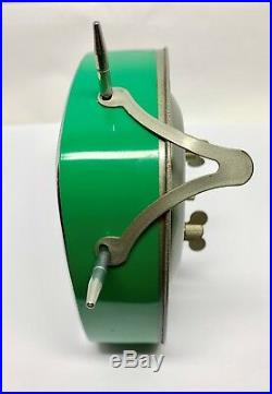 Vintage Mid Century Modern Retro Green Triangle Alarm Clock Wind Up Type -Nice