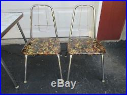 Vintage Mid Century Modern Retro Kids Child Size Formica Table 2 Chrome Chairs