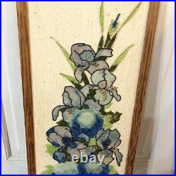 Vintage Mid Century Modern Retro Pebble Gravel flower vase blue Wall Hanging