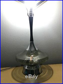 Vintage Mid Century Modern Space Age Fiber Optic In Glass Table Lamp Light Retro