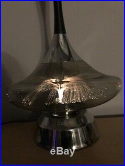 Vintage Mid Century Modern Space Age Fiber Optic In Glass Table Lamp Light Retro