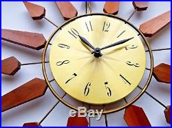 Vintage Mid Century Modern Starburst Wall Clock Sears & Roebuck Keeps Time Retro